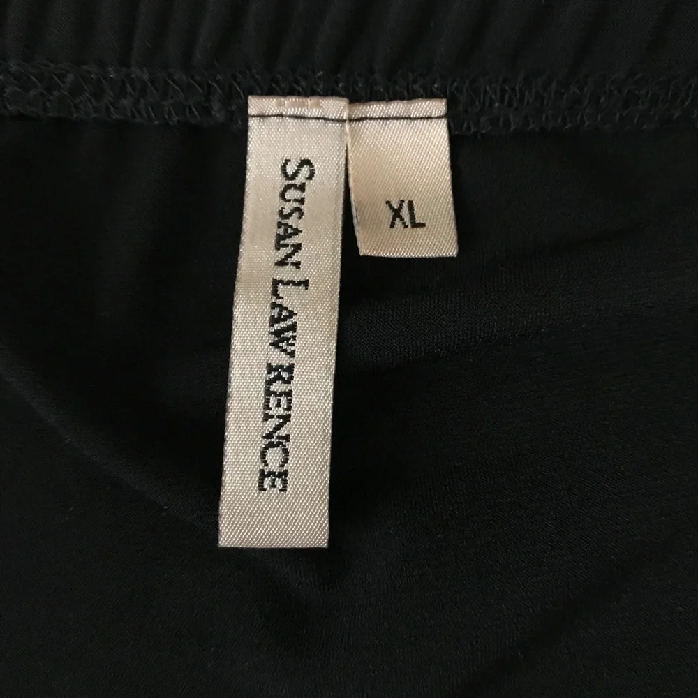 SUSAN LAWRENCE Black Midi Skirt Flounce Ruffle Women’s Size XL